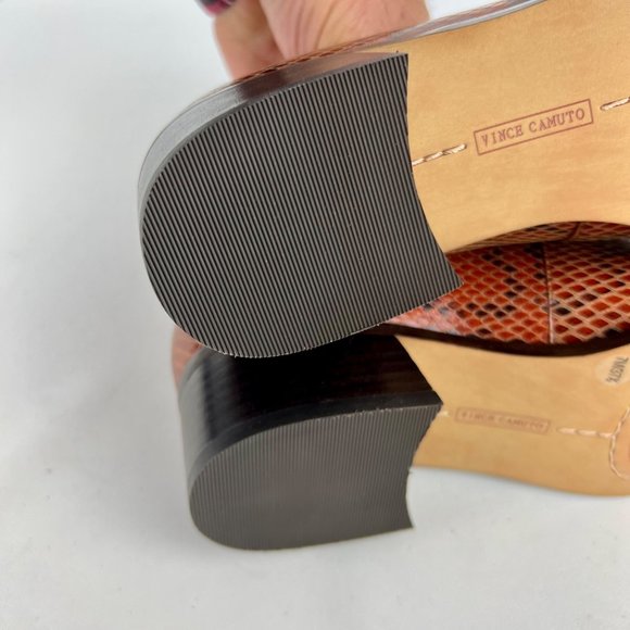 Vince Camuto Womens Satillie Brown Leather Snake Pointed Toe Loafer Shoes size 7 - Picture 14 of 16